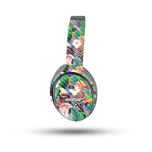Image of MightySkins Carbon Fiber Skin Compatible with Bose QuietComfort 35 II Headphones - Tropical Paradise | Protective, Durable Textured Carbon Fiber Finish | Easy to Apply