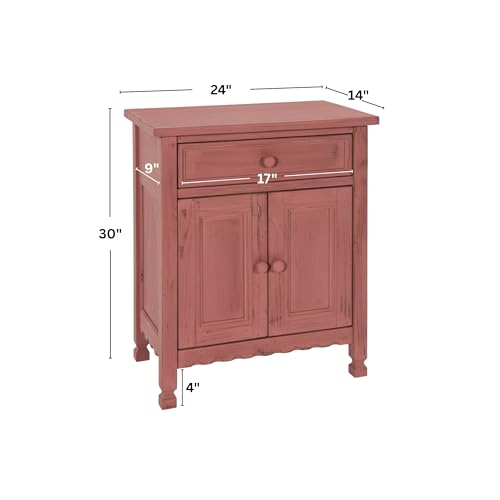 Alaterre Furniture Country Cottage Accent Cabinet with Drawer, Adjustable Shelf & 2 Doors – Rustic Farmhouse Sideboard Buffet Storage Cabinet for Living Room, Dining Room or Entryway (Red Antique) by Alaterre Furniture - Image 3