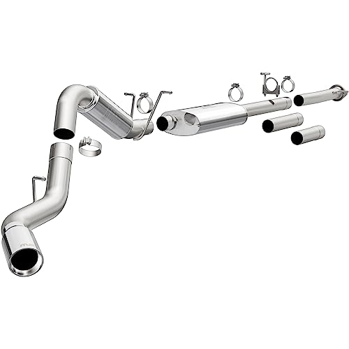 MagnaFlow Cat-Back Performance Exhaust System 19026 - Street Series, Stainless Steel 4in Main Piping, Single Passenger Side Rear Exit, Polished Finish 5in Exhaust Tip - Truck Performance Exhaust Kit
