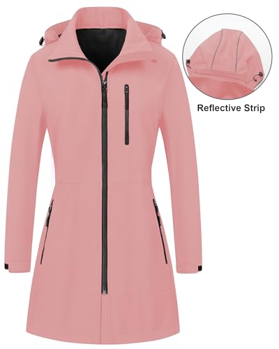 Image of CREATMO US Women's Lightweight Waterproof Long Softshell Tactical Jacket Fleece Lined Windbreaker