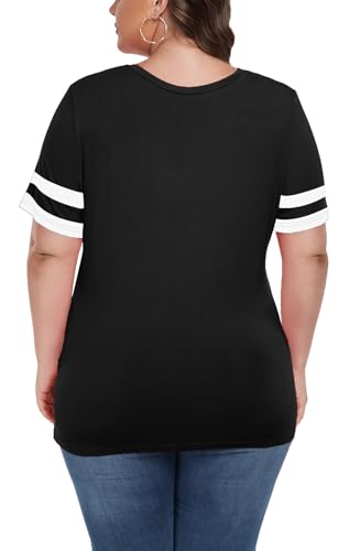Image of ForHailey Women's Plus Size Short Sleeve Tee Shirt V Neck Basic Ladies Loose Fit T Shirt 1X-5X