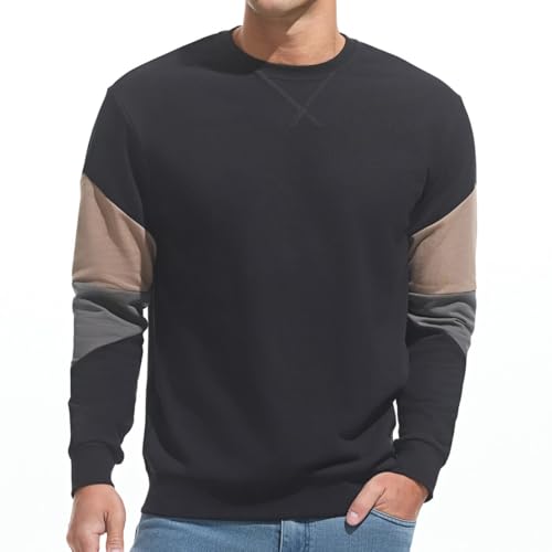 VEIISAR Herren Sweatshirt mit Rundhalsausschnitt Männer Basic Pullover Langarmshirts Freizeit Sport Shirt (615 Black M)