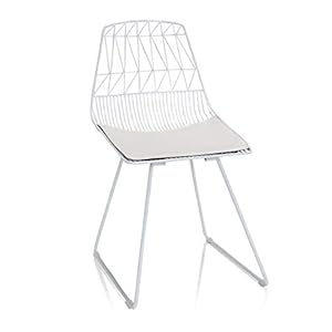 hjh OFFICE 645058 Design metalen stoel met zitkussen WIREA metaal wit bezoekersstoel eetkamerstoel