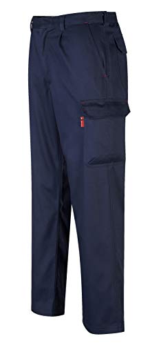 Portwest BZ31 Mens Safety Cargo Pants in Flame Resistant Bizweld ASTM NFPA, Navy, LargeR