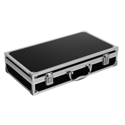 Operitacx Silberner Aluminiumkoffer mit Sicherheitsverschluss Mehrzweck Werkzeugkasten aus Aluminiumlegierung Tragekoffer für Medikamente und Kosmetika Schwarz 36x20cm mit Griffdesign