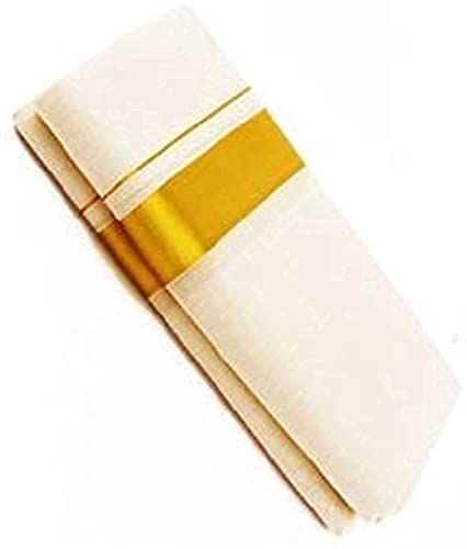 Image of Mens Rich Jari Border 100% Cotton Cream Dhoti 4.00 Meters Double Mundu /Vesti