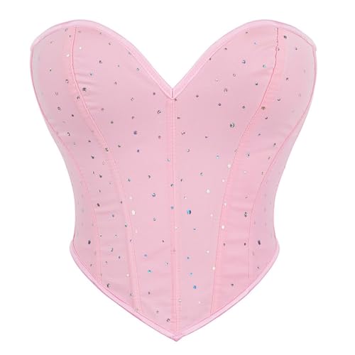 Corset top overbust push-up femme dos à lacets paillettes C6202