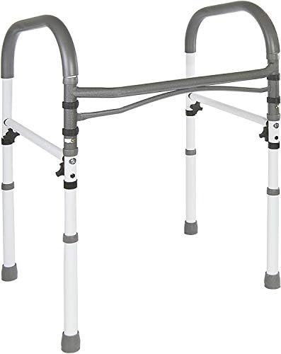 Vaunn Deluxe Safety Toilet Rail, Adjustable Toilet Safety Frame, Bathroom Handrail Assist Grab Bar Handle, Gray