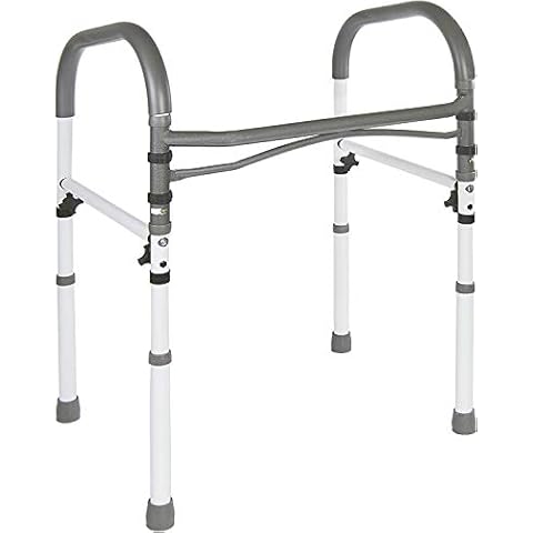 Vaunn Deluxe Bathroom Safety Toilet Rail - Adjustable Toilet Safety Frame - Medical Handrail Assist Grab bar Handle, Gray Cover