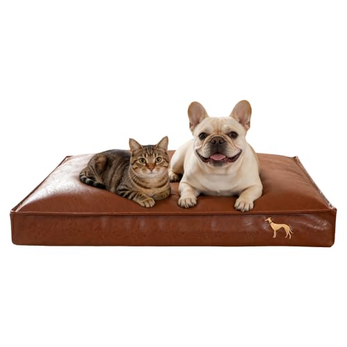 SOMAHE Orthopedic Dog Bed for Small Medium Dogs, Leather Waterproof Chew-Resistant, 4' Dual-Layer...