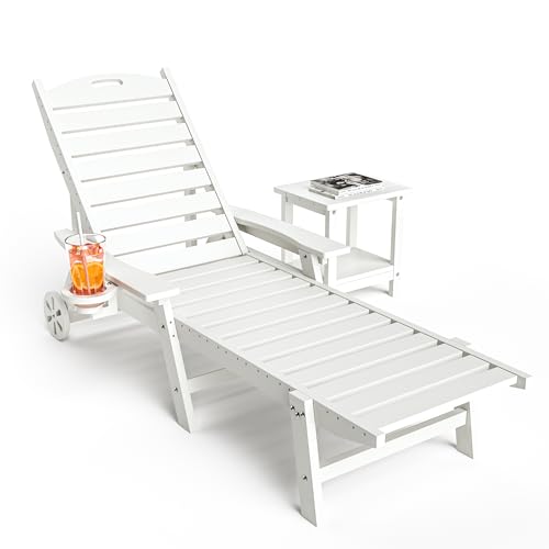 Pamapic 500 LBS Lounge Chair with Coffee Table Set of 2 White Cancel