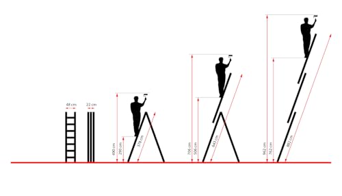 Escalera multifuncional de aluminio de 3 segmentos profesionales 2