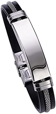 GANMFOYC Bracciale da uomo, Bracciale regolabile da uomo Bracciale in silicone Bracciale in acciaio inossidabile