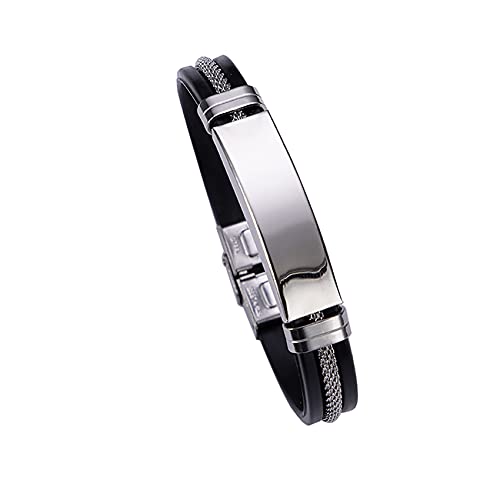 GANMFOYC Pulsera ajustable para hombre Pulsera de silicona para hombre Pulsera de acero inoxidable (Hermoso brazalete n. ° 2) Cover