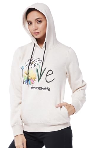Image of Modeve Women Printed Hooded Sweatshirt for Winter
