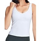 POSHDIVAH Women Sports Bra Longline Padded Tank Top Naked Feeling Workout Fitness Running Yoga Tops