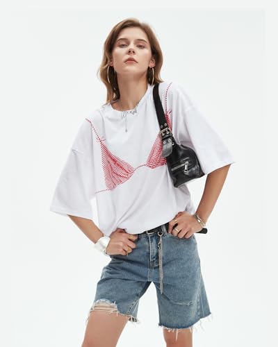 Monkay Women's Oversized Graphic Tee Bikini Print Y2K Streetwear Funny Short Sleeve Casual Loose Fit Trendy T-Shirt2