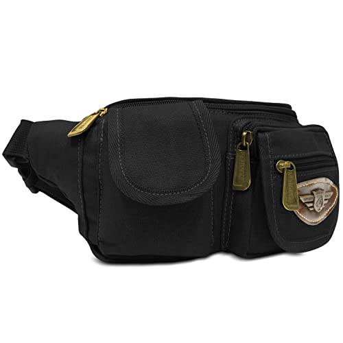 Bolsa Pochete Feminina Masculina Tatica De Cintura Lona (Preto)