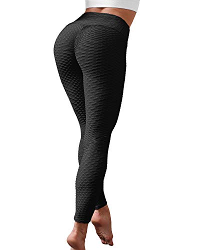 SVOKOR Anti Cellulite Compression Leggings Workout Booty Colombian Butt Lifting Leggings for Women High Waisted Tummy Control Black