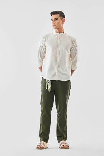 Image of SNITCH Men Trousers | Slim Fit Mid Rise Solid Design | Rayon Blend with Medium Stretch & Smooth Texture | Button & Zip Closure for Casual & Office Wear