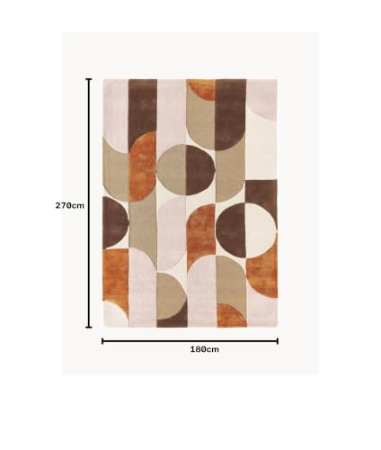 Image of 6x9 Feet (180x270 CM) Carpet for Living Room Hall & Bedroom - Beige Brown Modern Abstract Geometric Silk-Touch Luxury Hotel-Style Washable Anti-Skid Turkish Area Rug