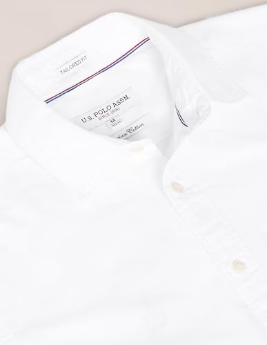 Image of U.S. Polo ASSN. Men's Solid Spread Collar Premium Cotton Oxford Tailored Fit Shirt
