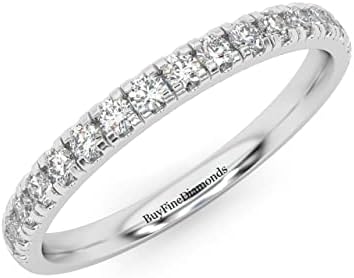 BFD Anillo de media eternidad de diamante redondo natural de 0,33...