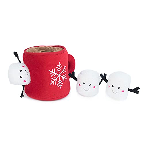 ZippyPaws Burrow - Interactive Dog & Puppy Toys for Boredom, Stimulating Pet Products to Keep Them Busy, Hide & Seek Plush Puzzle, Enrichment Squeaky Toy for Small & Medium Dogs - Hot Cocoa