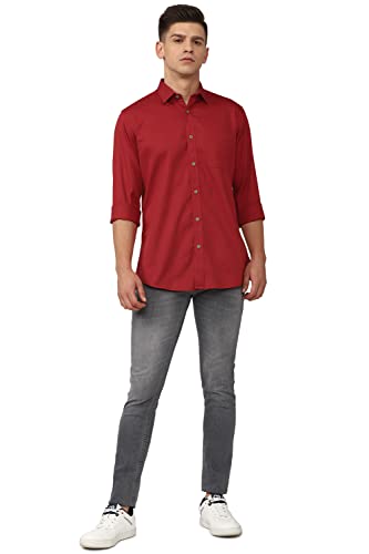 Image of Van Heusen Solid Casual Shirt for Men| Premium Cotton| Full Sleeves| Regular Fit |Breathable Fabric |