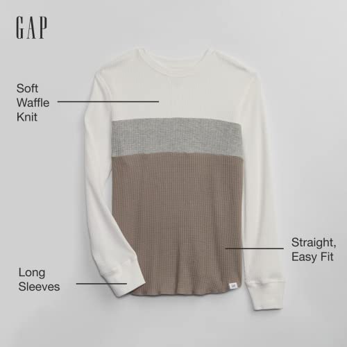 Gap Boys Colorblock Thermal Long Sleeve T Shirt, New Off White, Large Us #TOP1
