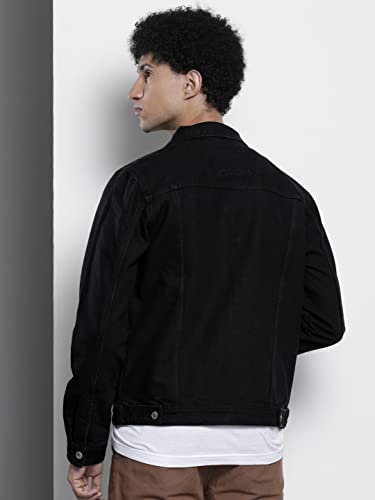 Image of The Indian Garage Co Men Slim Fit Solid Denim Trucker Jackets