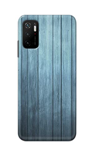 Image of Printed Hard Back Cover Case for Mi Poco M3 Pro 5G Back Cover (Wooden Blue) -1302