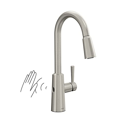 Moen Riley Spot Resist Stainless Hands-Free Touchless Sensor Single Handle Pull Down Kitchen Faucet,...