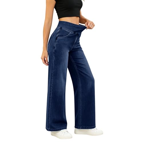 Jean extensible femme taille haute large et droit style Y2k