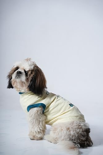 Image of Thunder Tails Premium Cotton Dog T-Shirt | Adjustable Neck | for Small Dogs | Butter Yellow | Large | for Small Dogs Like Shih Tzu, Chihuaha, Poodle, Pug