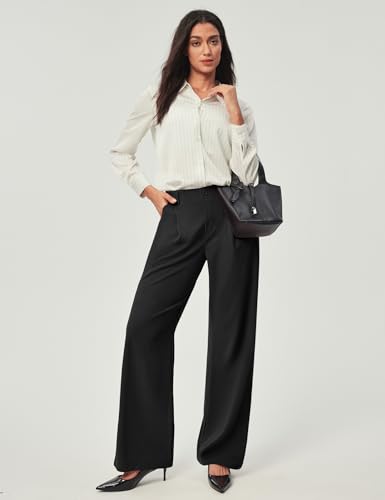 Ewedoos-Weite-Hosen-Damen-Stoffhose-Elegant-Anzughose-Wide-Leg-Stretch-Hose-Damen-Hohe-Taille-Palazzo-Hosen-mit-Taschen-fuer-Buero-Freizeit-Business-Outfit - sparfuchs24.io – Top Angebote, Tests & Preisvergleiche