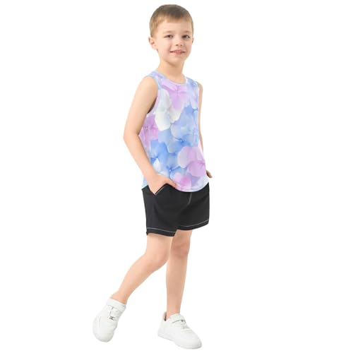 susiyo Light Pink Blue Hydrangeas Flowers Boys Sleeveless Tank Top Girls Athletic T Shirt4
