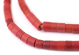 TheBeadChest Vintage Czech Red Cylinder Beads 6mm Nigeria African Glass Large Hole 27 Inch Strand Handmade