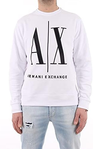 A|X ARMANI EXCHANGE mens Icon Project Embroidered Pullover Sweatshirt, White, Medium US