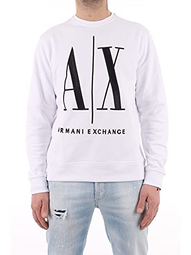 A|X Armani Exchange Mens Icon Project Embroidered Pullover Sweatshirt, White, Medium Us #TOP30