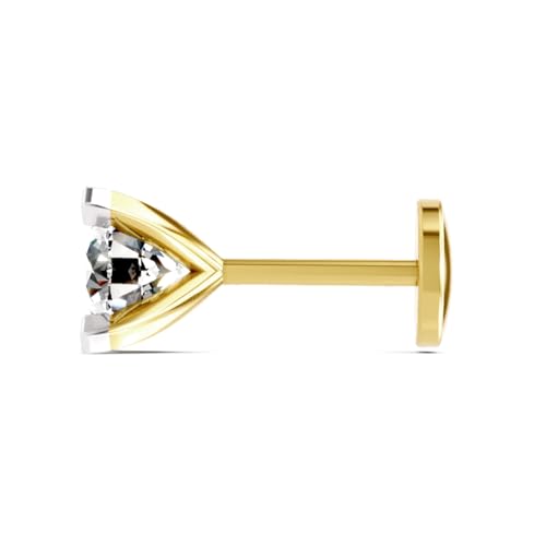 Image of Sparkles Lab Grown Diamond 0.03 Carat - 0.50 Carat Round Shape Solitaire Diamond Nose Pin for Women | 14K Gold IGI Certified FG VS Quality
