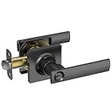 ZEVAWAY Entrance Lever Door Handle Door knob with Lock Black Door Handle Entry Lever Reversible for Right & Left Side.Matte Black.1pack