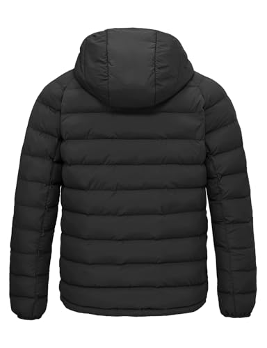 Image of TBMPOY Men's Puffer Jacket Lightweight Hooded Winter Warm Water-Resistant Coat for Ski Casual Travel