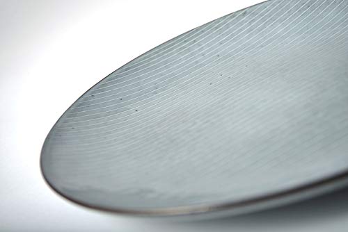 Pangu 16-Piece Dinnerware Set, Service For 4, Grey With White Stripes, 4 Bowls, 4 Dishs, 4 Salad Plates, 4 Mugs, Zen #TOP2