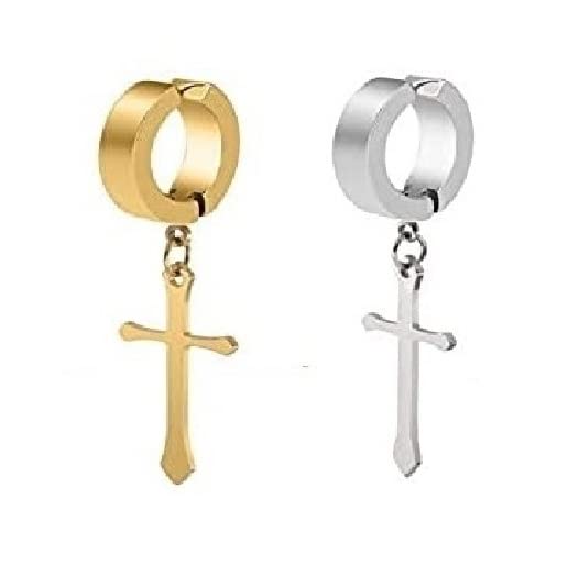 Zukhruf Stainless Steel 2 Pcs Non-pierced Clip On Hoop Jesus Cross Earrings for Men (B09YRNNGP9) Amazon Price History, Amazon Price Tracker