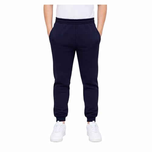 KHIM Jogging Trouser Tracksuit Bottom Pant Kids Unisex Girls Boys Activewear (UK, Age, 9 Years, 10 Years, Regular, Navy Blue)