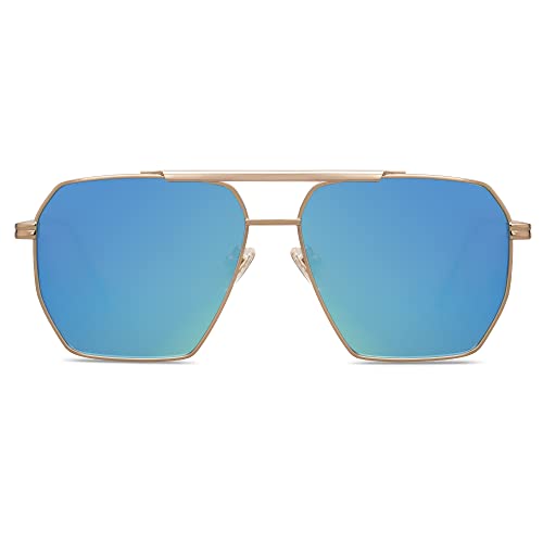 Image of SOJOS Retro Oversized Square Polarized Sunglasses for Women Men Vintage Shades Classic Large Metal Sun Glasses