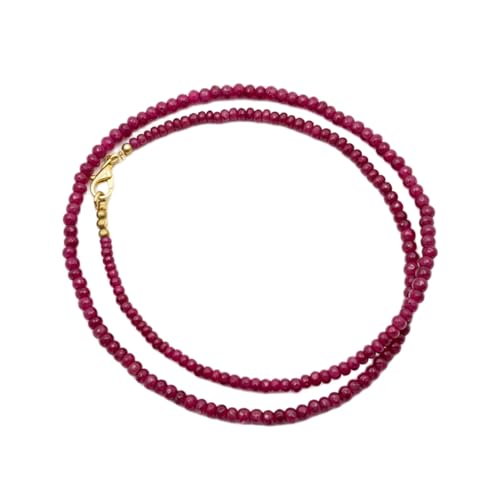 Collier de perles de quartz rubis, cadeau idéal fait main de 50 cm en boîte