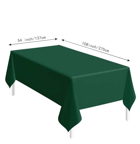 Image of SietDESEO 2 Pack Green Plastic Tablecloth Rectangle 54 x 108 Premium Disposable Table Cloth Plastic Green Table Cover for Wedding Baby Shower Party Decorations