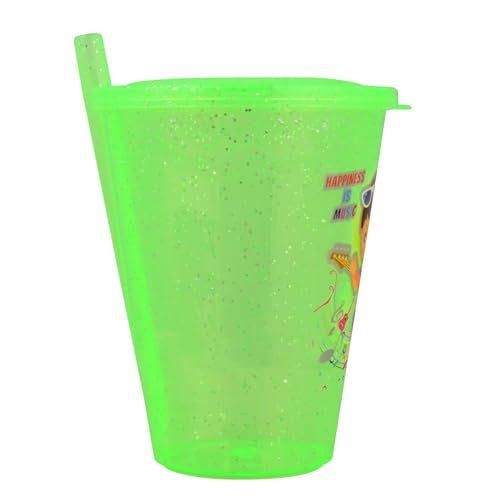 Image of BPA Free Fun Cartoon Printed Bright Color Straw Cup Sipper Glass with Lid for Toddler, Kids, Boys /Girls (Multicolor) (2)